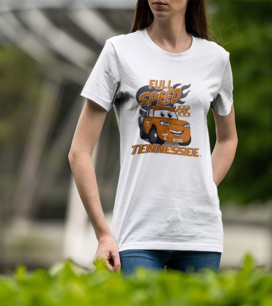Full Speed Tennessee Vols Truck Cartoon With Flames And Number Plate T-Shirt