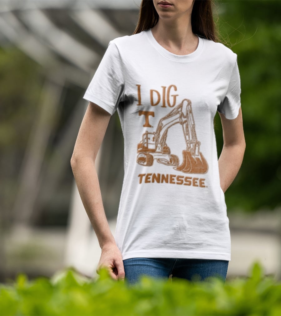I Dig Tennessee Excavator Orange Text Construction Equipment T-Shirt