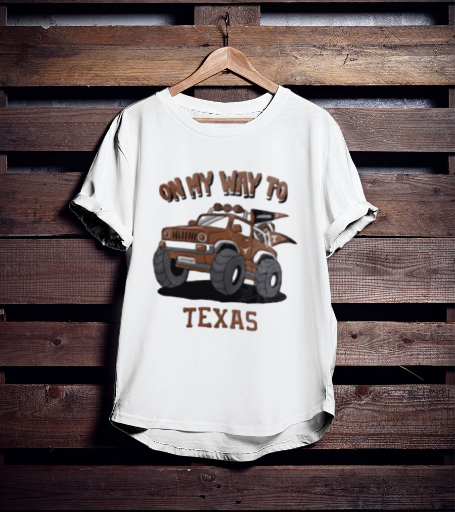 On My Way To Texas Monster Truck Longhorns T-Shirt