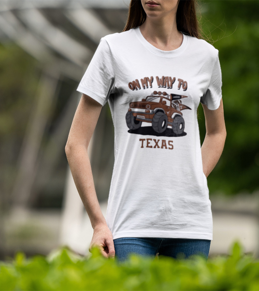 On My Way To Texas Monster Truck Longhorns T-Shirt