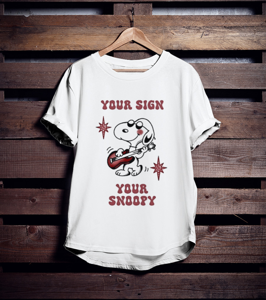 Your Sign Your Snoopy Guitar Iconic Peanuts Character Playing Music T-Shirt