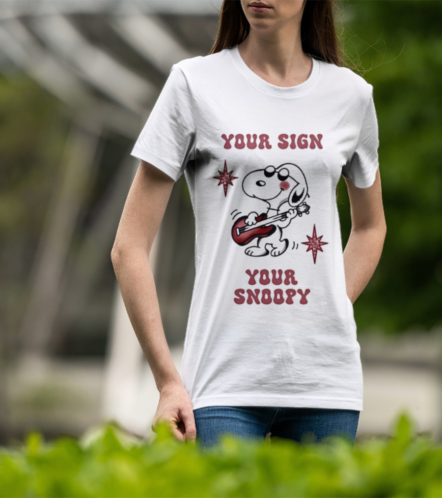 Your Sign Your Snoopy Guitar Iconic Peanuts Character Playing Music T-Shirt
