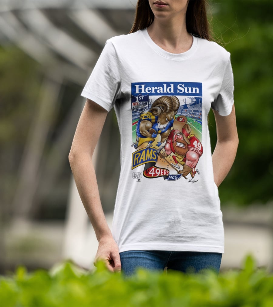 Herald Sun 1st NFL Game Down Under September 11 2026 Rams Vs 49ers MCG Melbourne T-Shirt