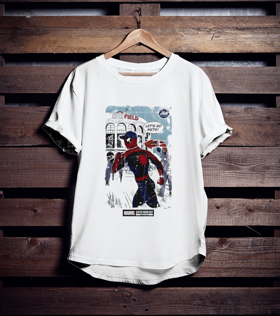 Marvel Spiderman Citi Field Let's Go Mets T-Shirt