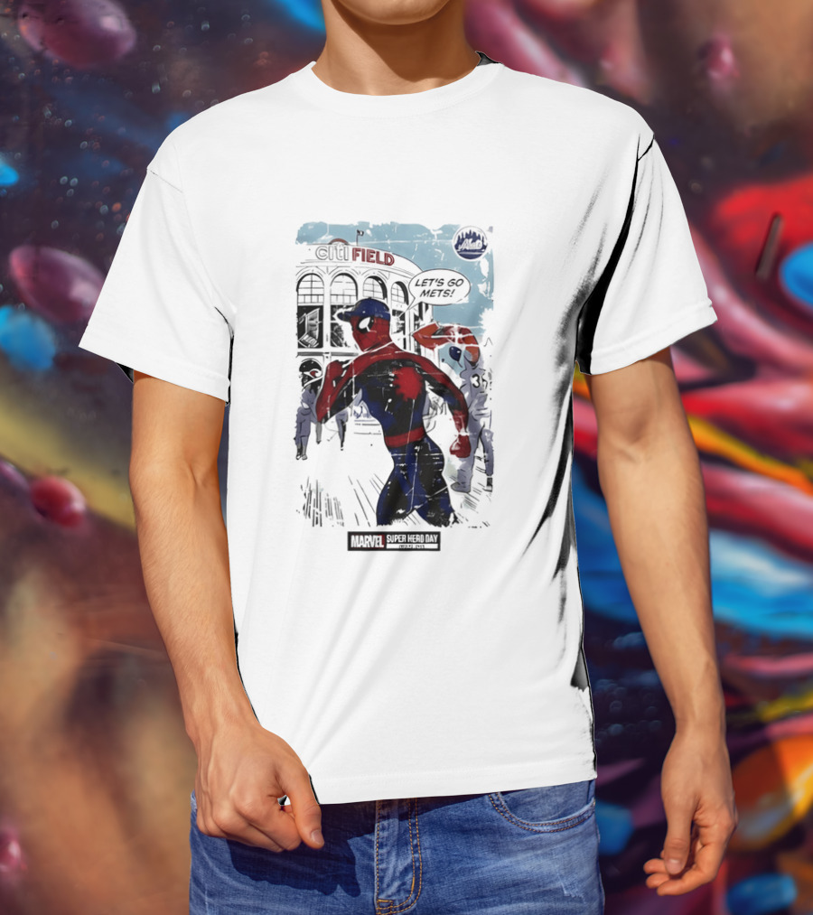 Marvel Spiderman Citi Field Let's Go Mets T-Shirt