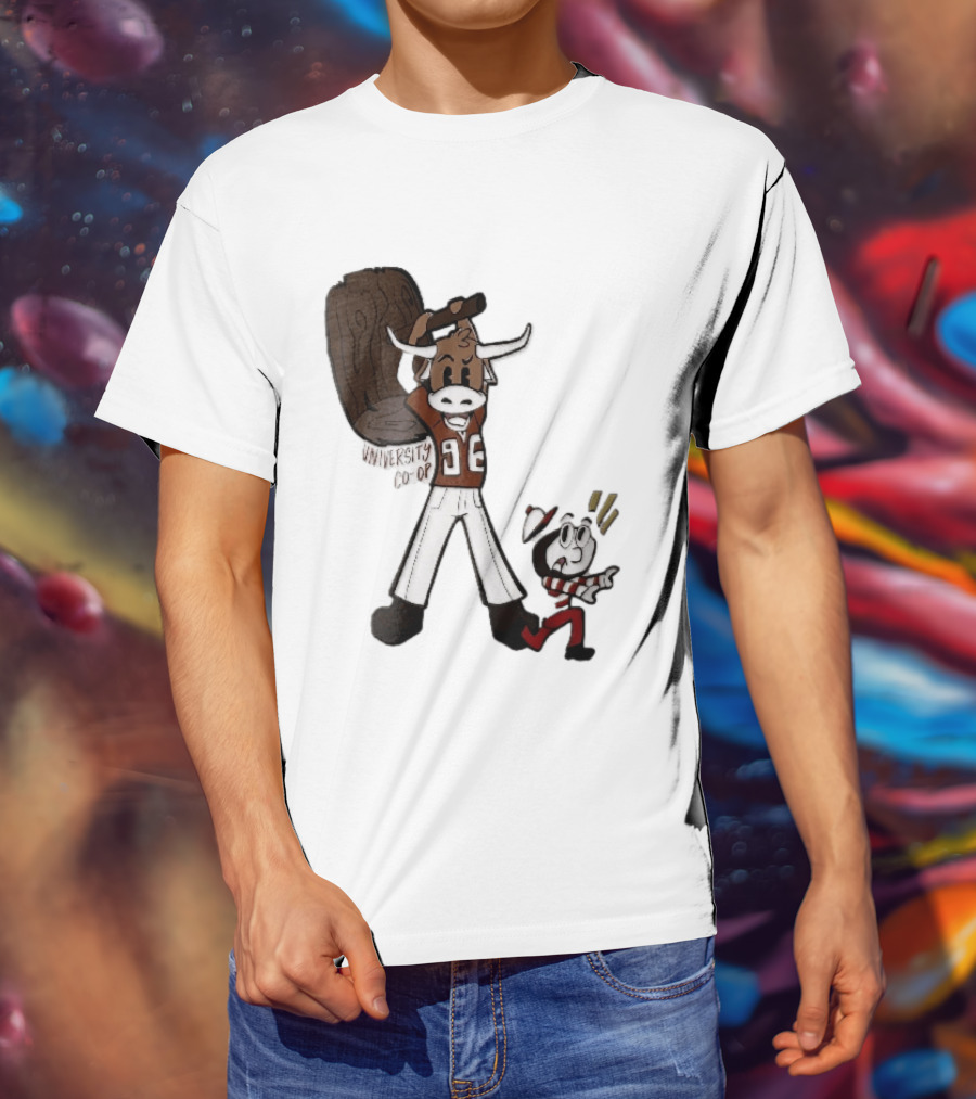 Texas Longhorns University Co Op Cartoon Longhorn 96 Football T-Shirt