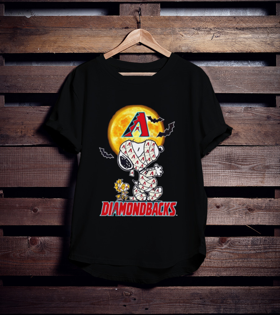 Arizona Diamondbacks Snoopy Woodstock Mummy Halloween Moon Bats T-Shirt