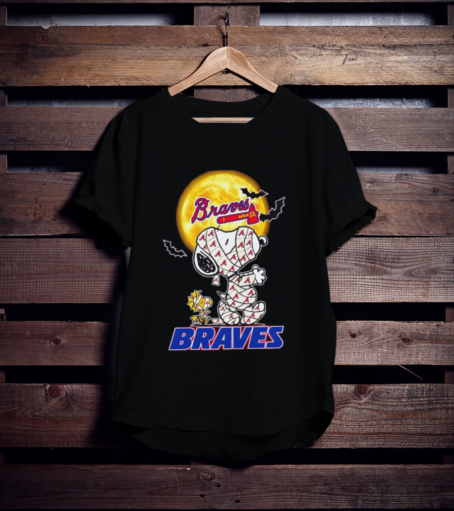 Atlanta Braves Halloween Snoopy Woodstock Mummy Cosplay T-Shirt
