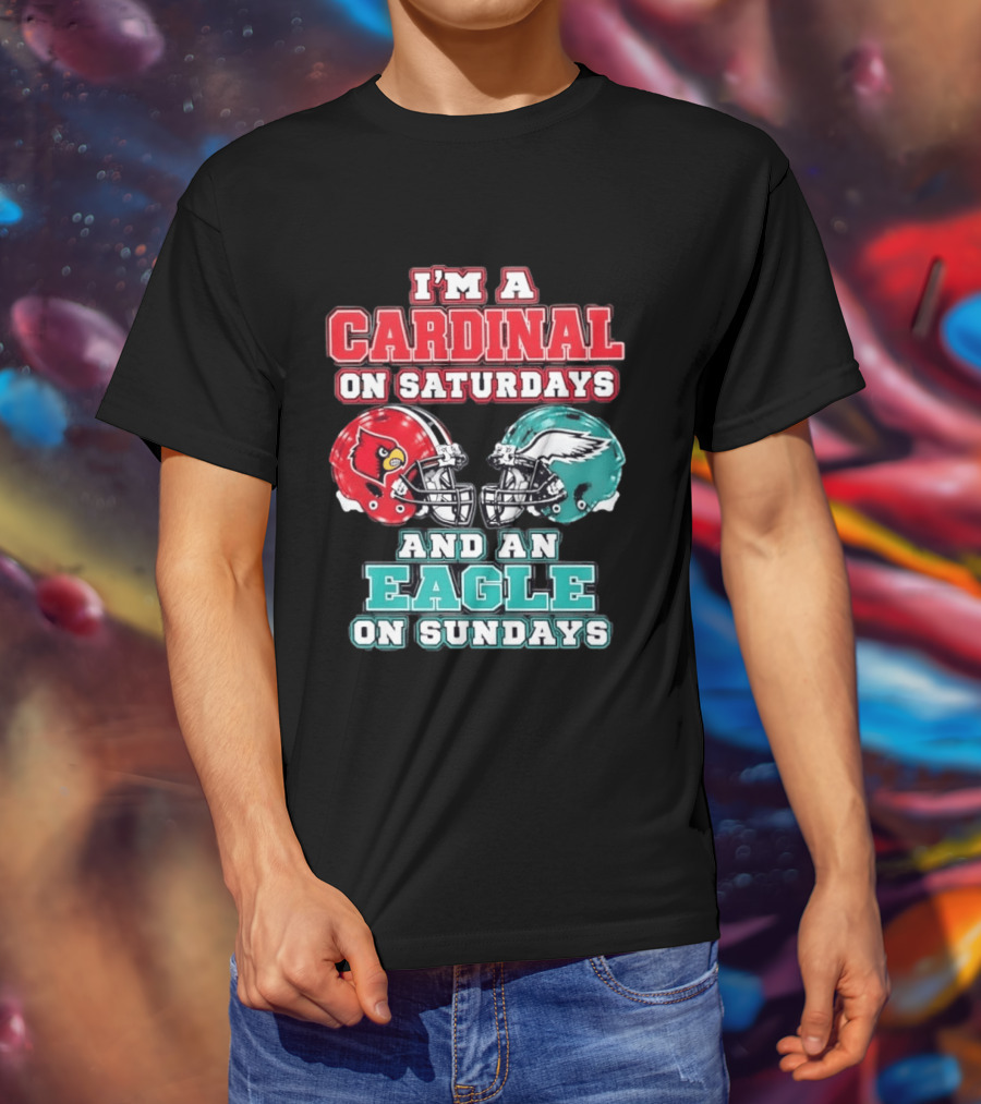 I'm A Cardinal On Saturdays And An Eagle On Sundays Football Helmets T-Shirt