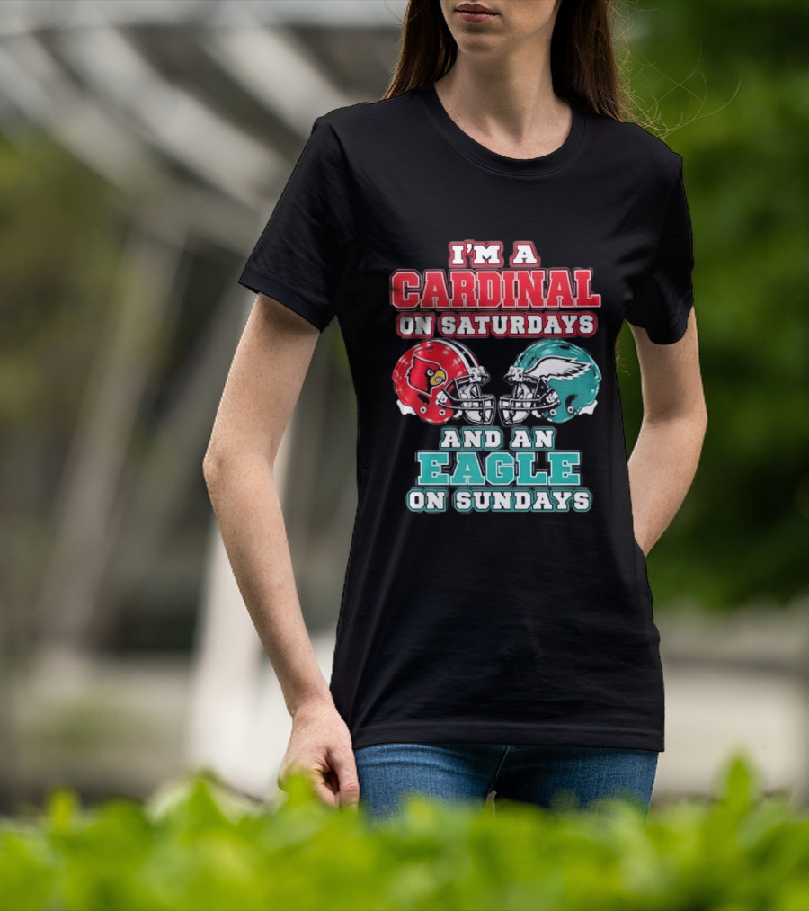 I'm A Cardinal On Saturdays And An Eagle On Sundays Football Helmets T-Shirt