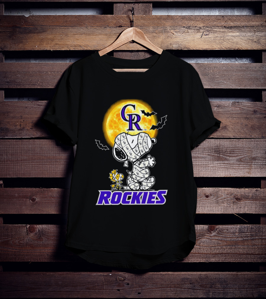 Colorado Rockies Snoopy Woodstock Mummy Halloween Cosplay Moon T-Shirt