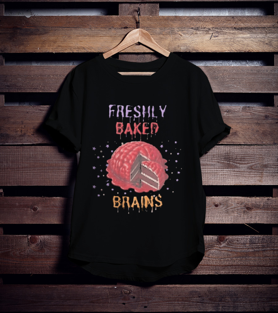Freshly Baked Brains Red Layered Cake Slice With Stars T-Shirt