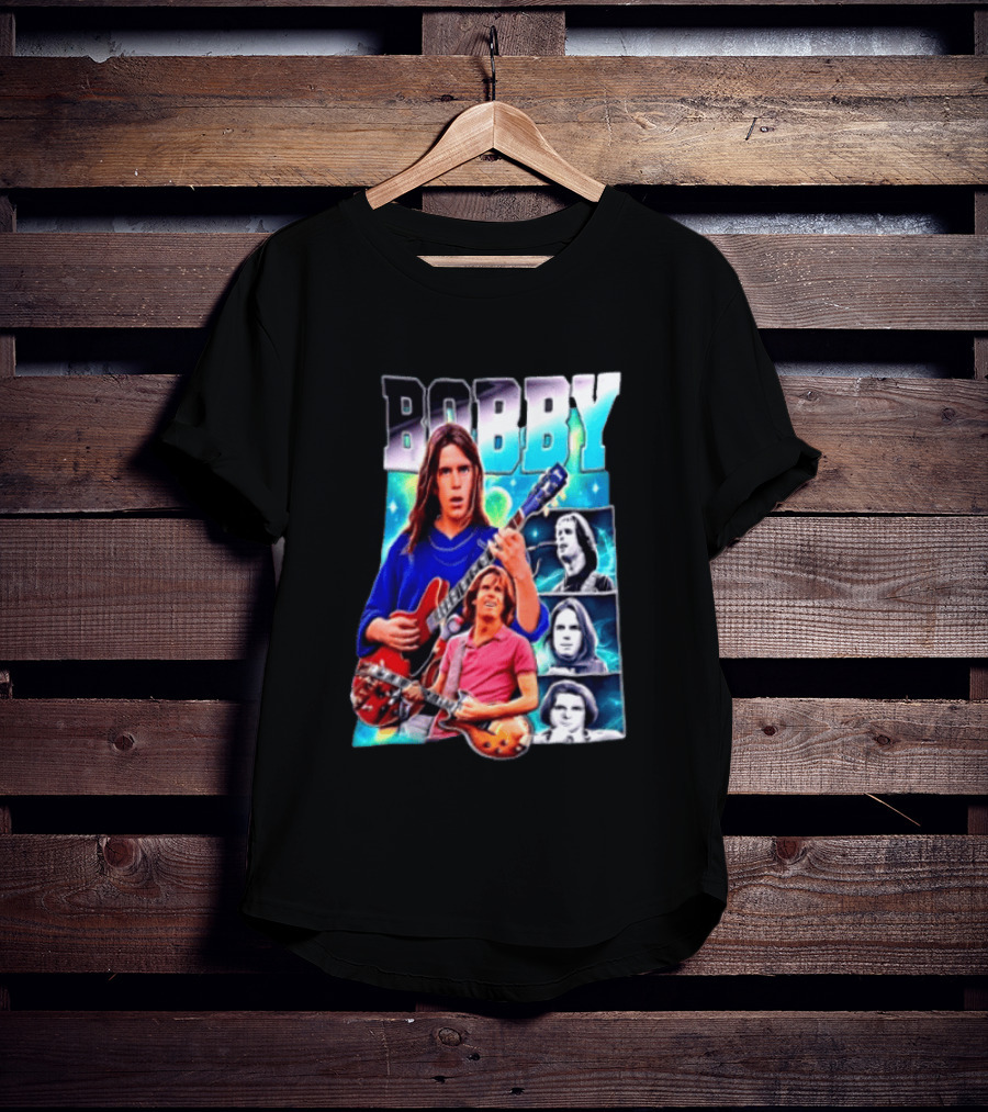 Bobby Guitarist Red Electric Guitar Collage Retro Photos T-Shirt