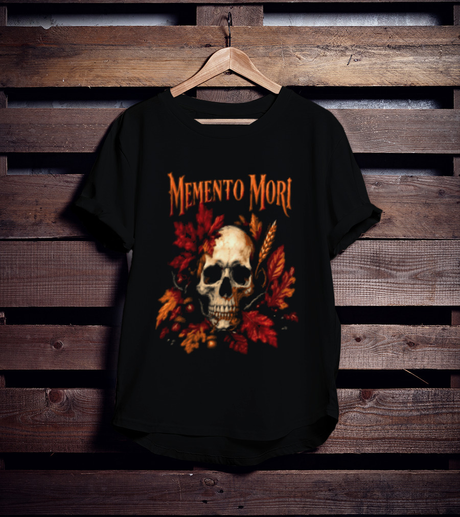 Memento Mori Skull Autumn Leaves T-Shirt