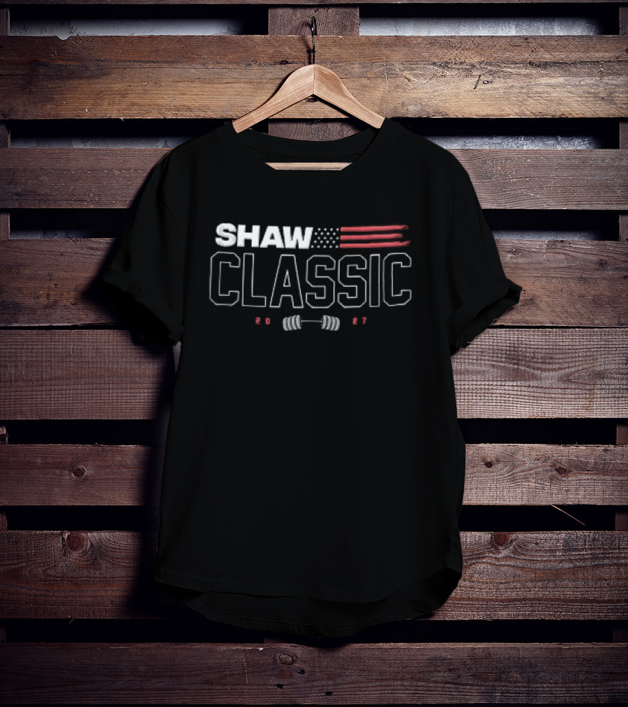 Shaw Classic 2023 American Flag Barbell Event T-Shirt