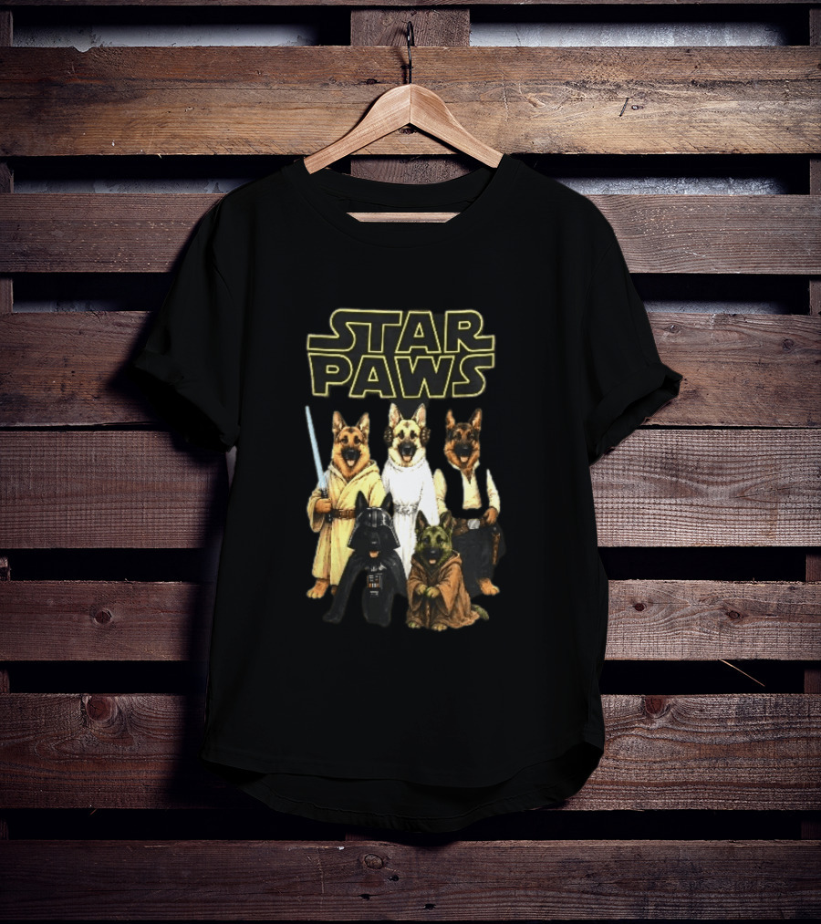 Star Paws German Shepherd Dogs In Space Costumes With Lightsaber T-Shirt