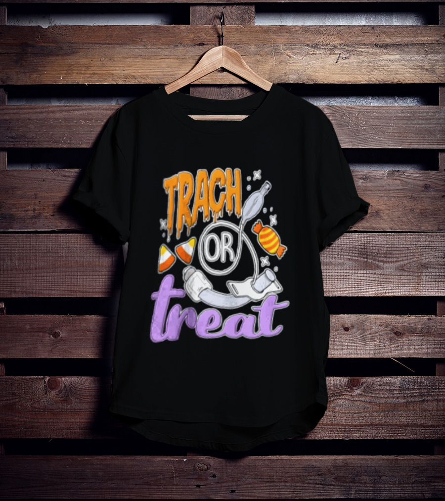 Trach Or Treat Halloween Tracheostomy Medical Candy T-Shirt
