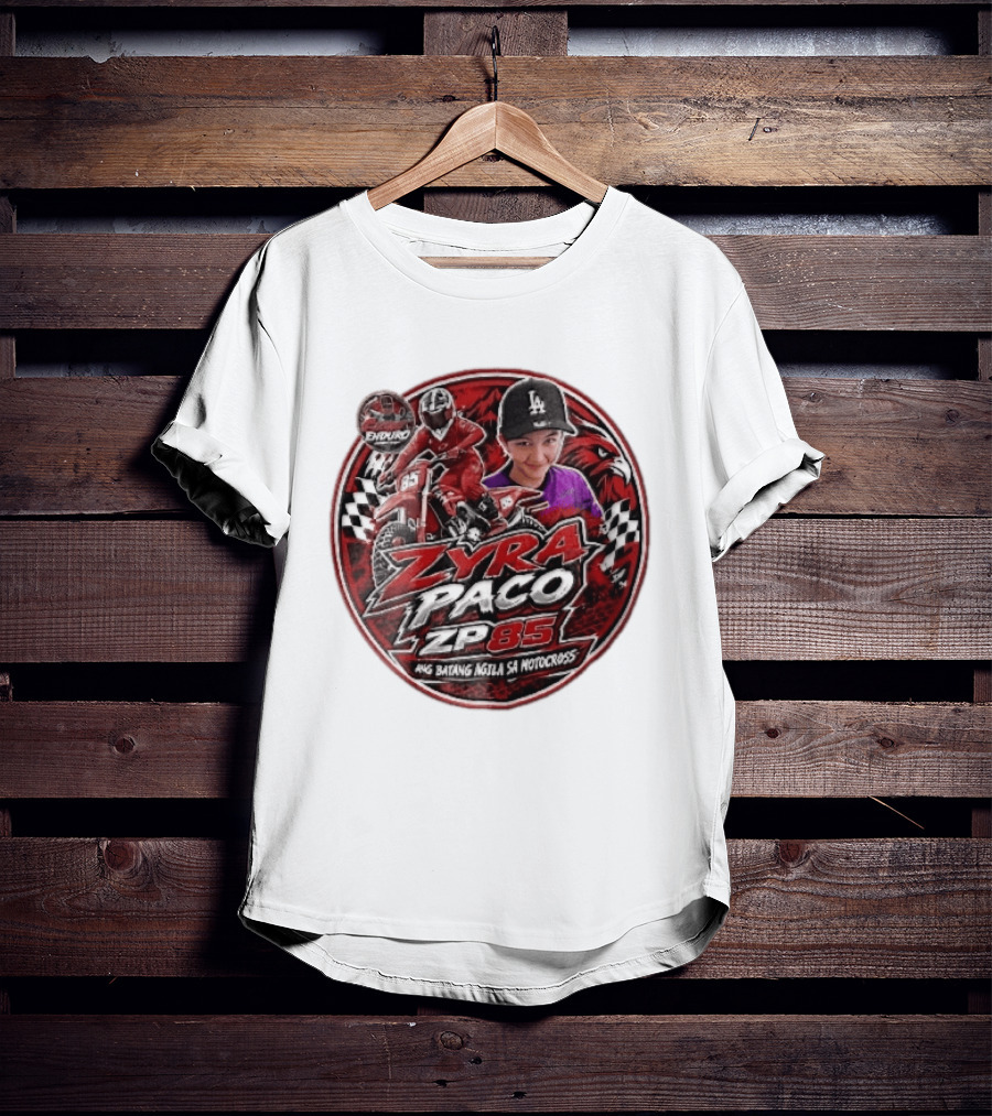 Zyra Paco ZP85 Enduro Ang Batang Agila SA Motocross Dirt Bike Rider Eagle Checkered Flags T-Shirt