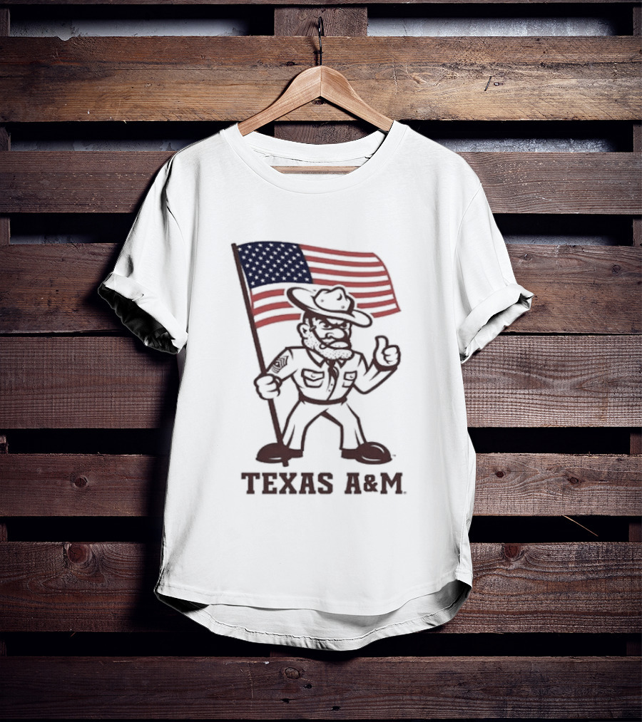 Awesome The Ol' Sarge Collection Texas A&M Maroon USA Flag T-Shirt
