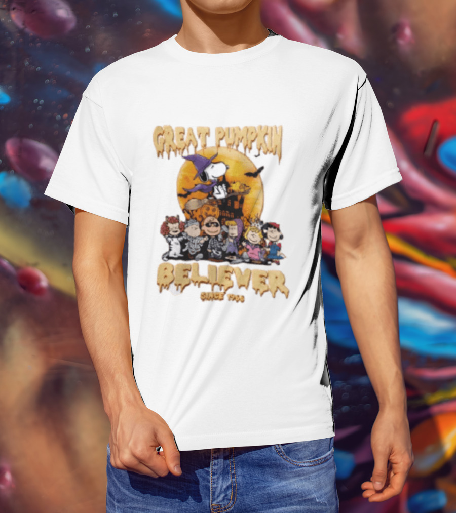 Great Pumpkin Believer Since 1966 Peanuts Halloween Snoopy Woodstock Charlie Brown Linus Sally Lucy Iconic Cartoon T-Shirt
