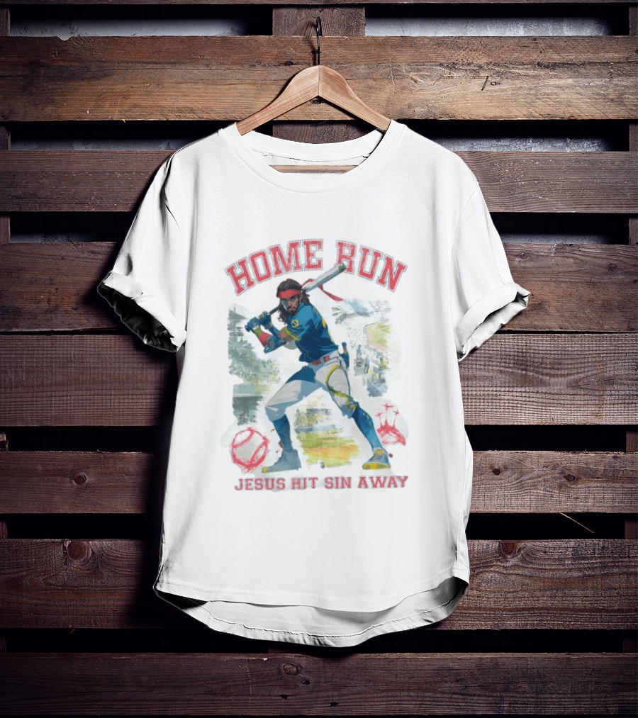 Home Run Jesus Hit Sin Away Baseball Faithful Player T-Shirt