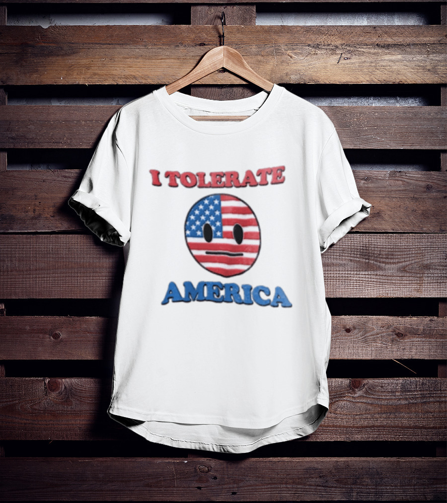 I Tolerate America USA Flag Emoji Face T-Shirt