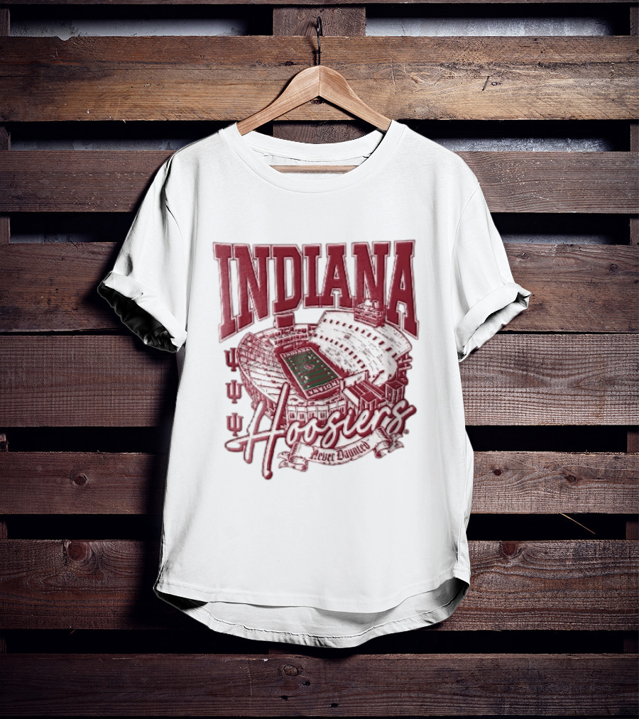 Indiana Hoosiers Never Daunted Memorial Stadium Aerial View Football Field Banner T-Shirt