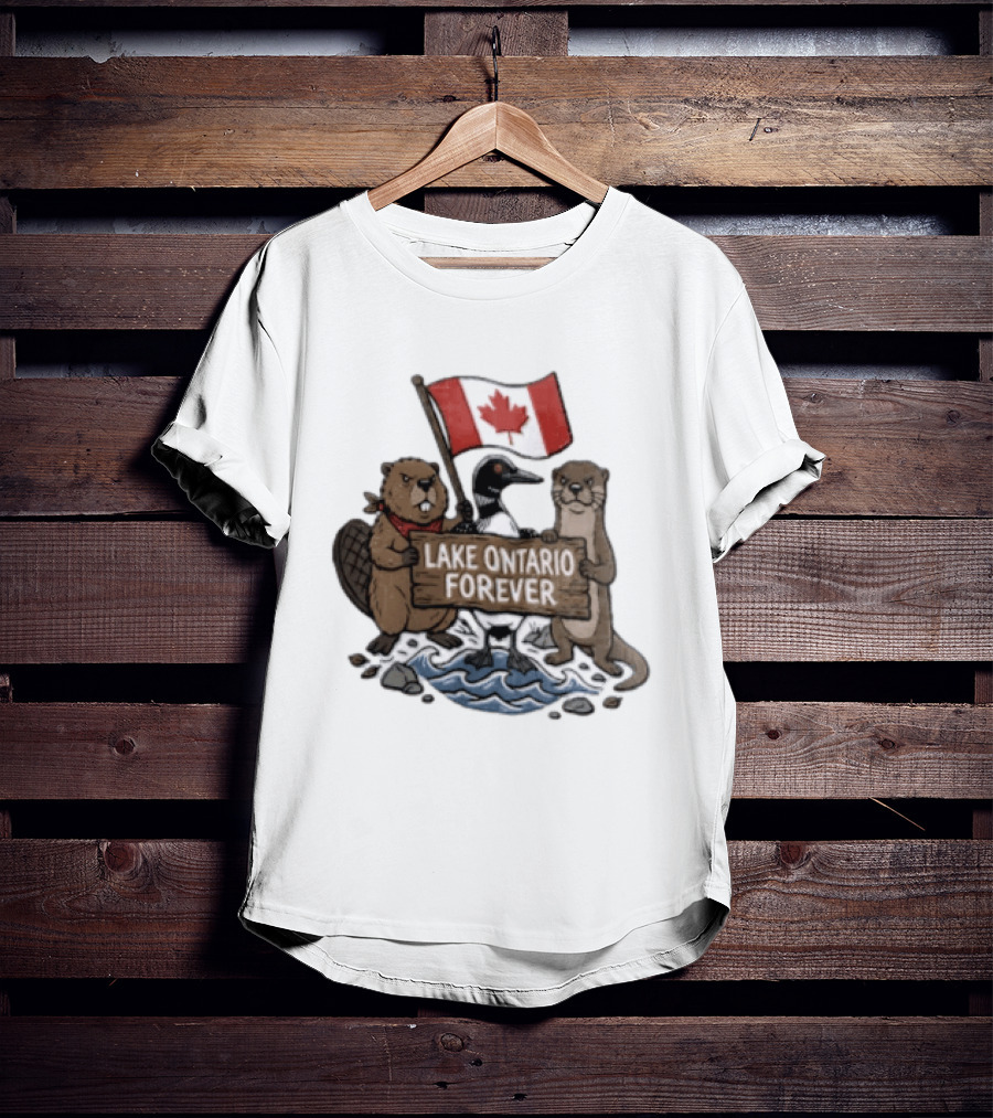Lake Ontario Forever Canadian Flag Beaver Goose Otter T-Shirt