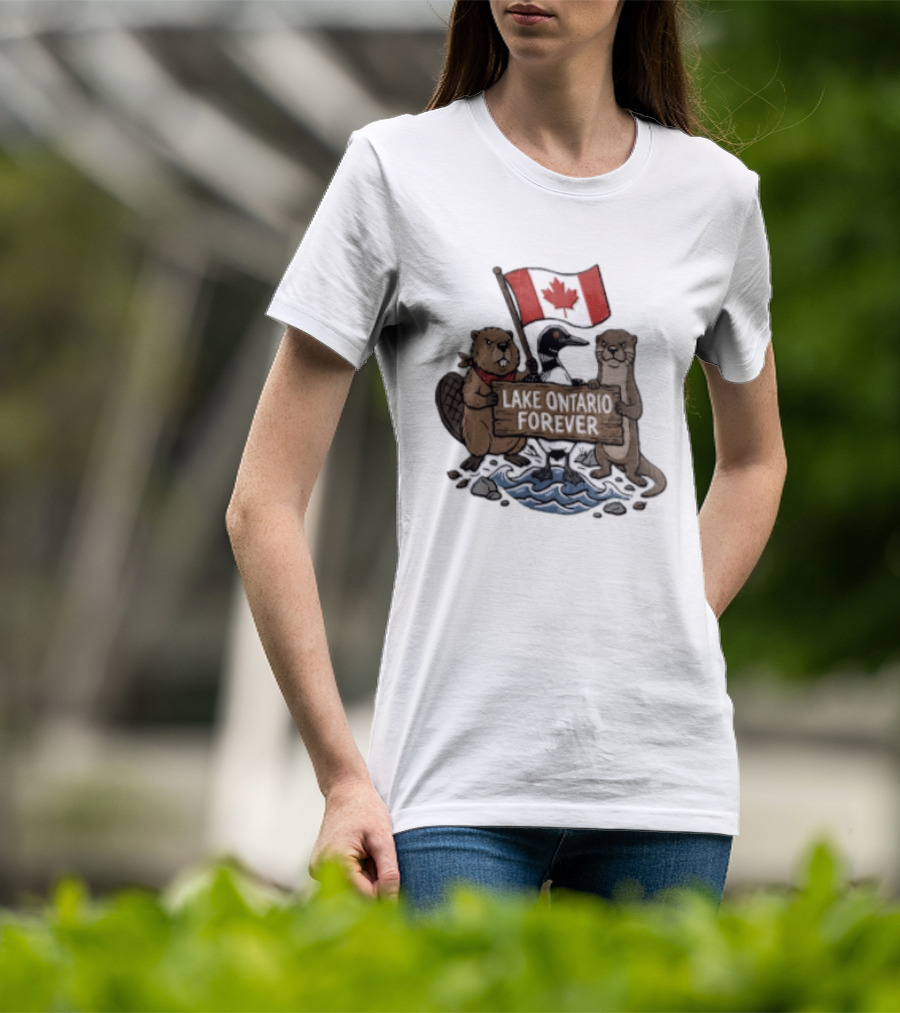 Lake Ontario Forever Canadian Flag Beaver Goose Otter T-Shirt