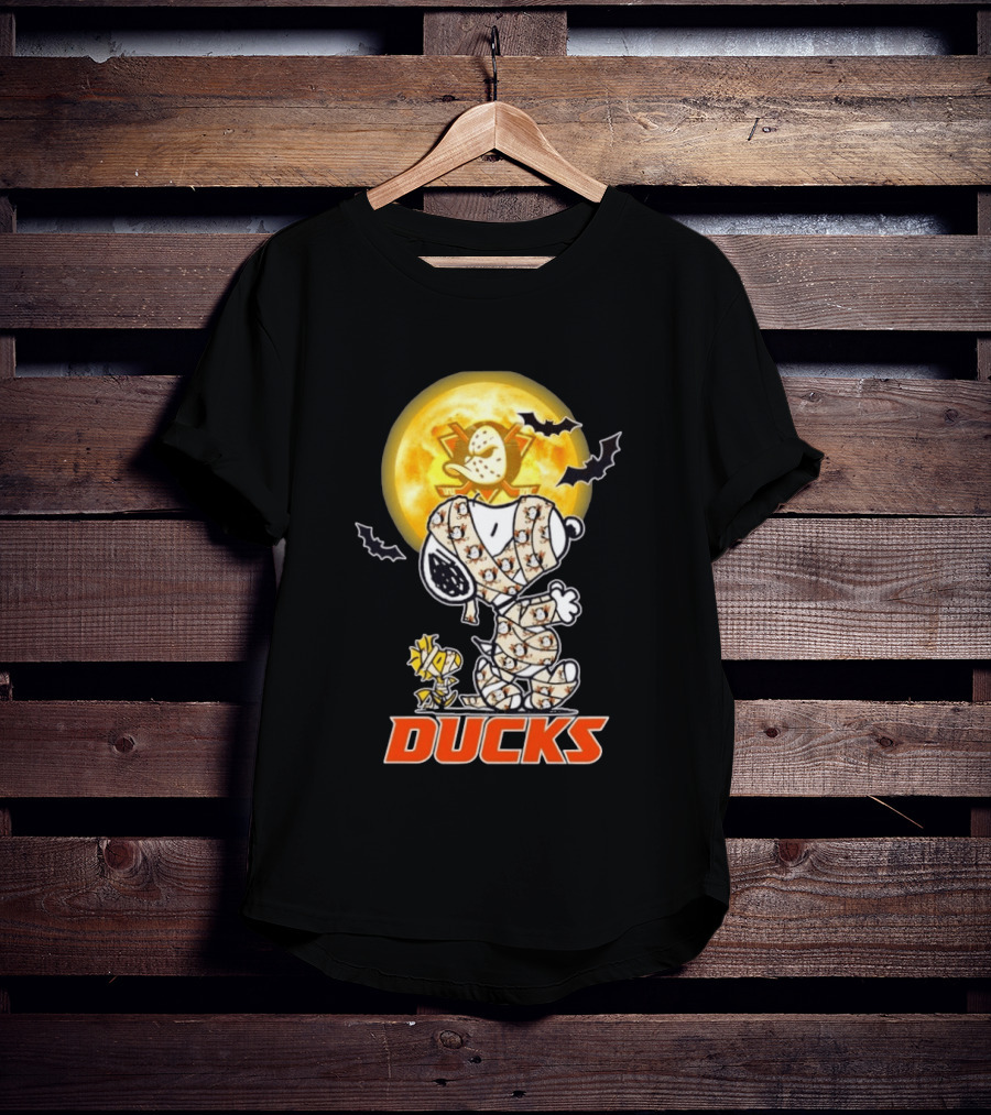 Anaheim Ducks X Snoopy And Woodstock Cosplay Mummy Halloween T-Shirt