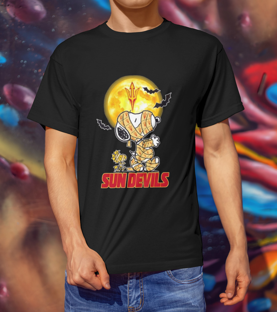 Arizona State Sun Devils Snoopy Woodstock Cosplay Mummy Halloween T-Shirt