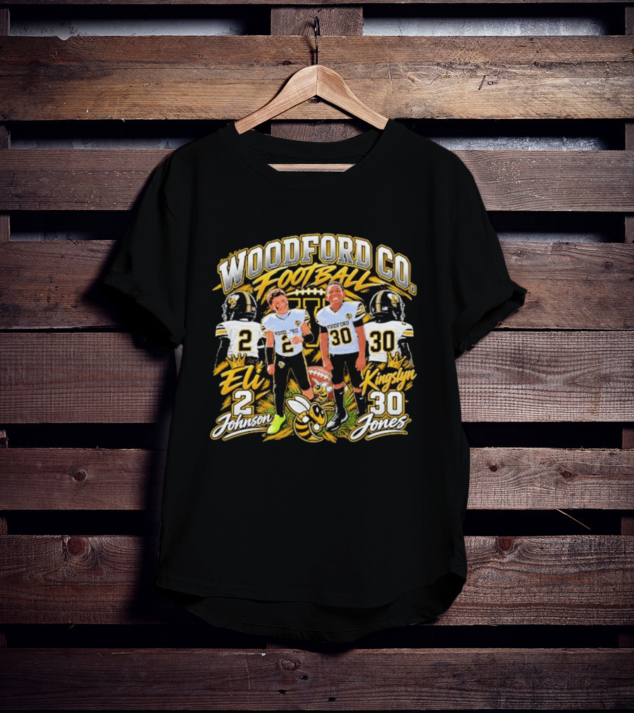 Woodford Co Football Eli Johnson 2 Kingslyn Jones 30 T-Shirt