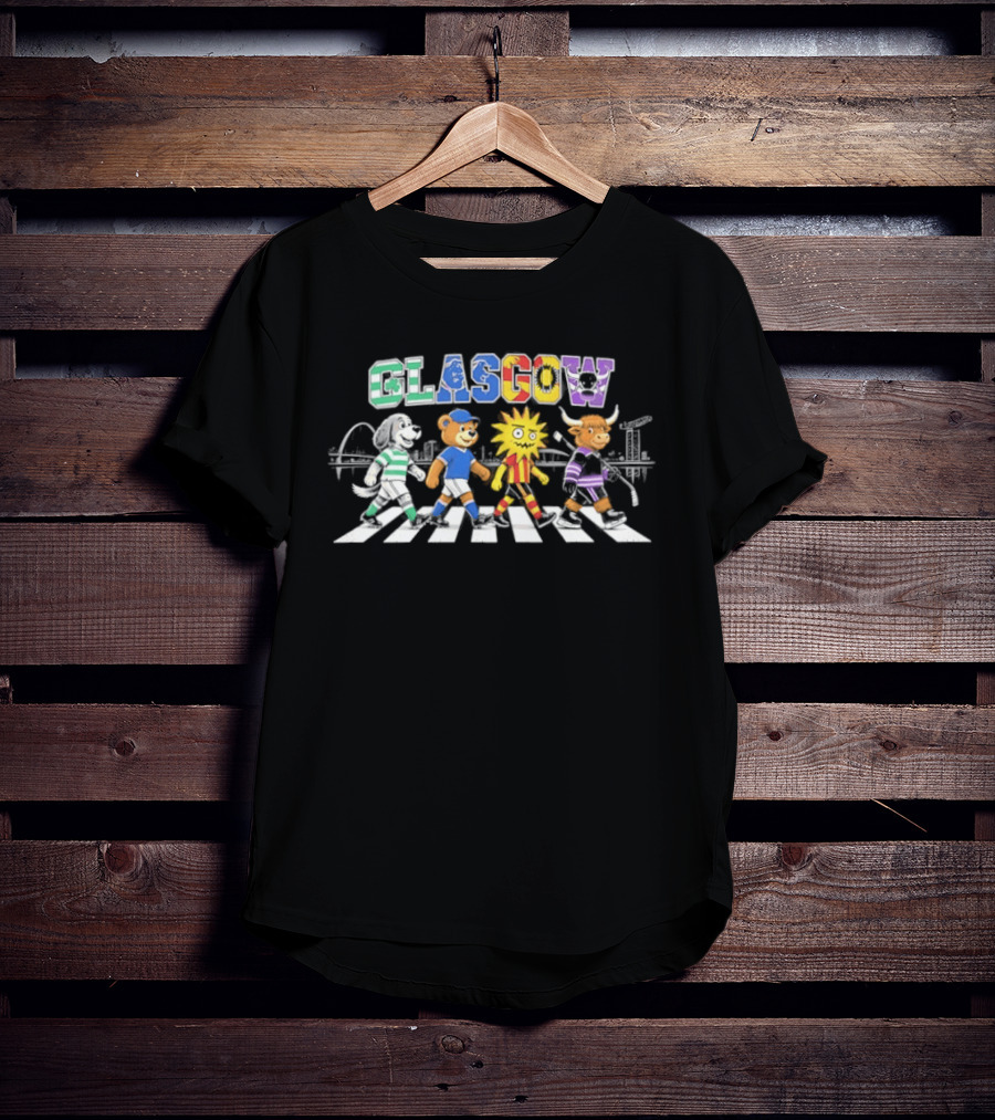 Glasgow Animals Crossing Iconic Abbey Road Rugby Football Soccer T-Shirt