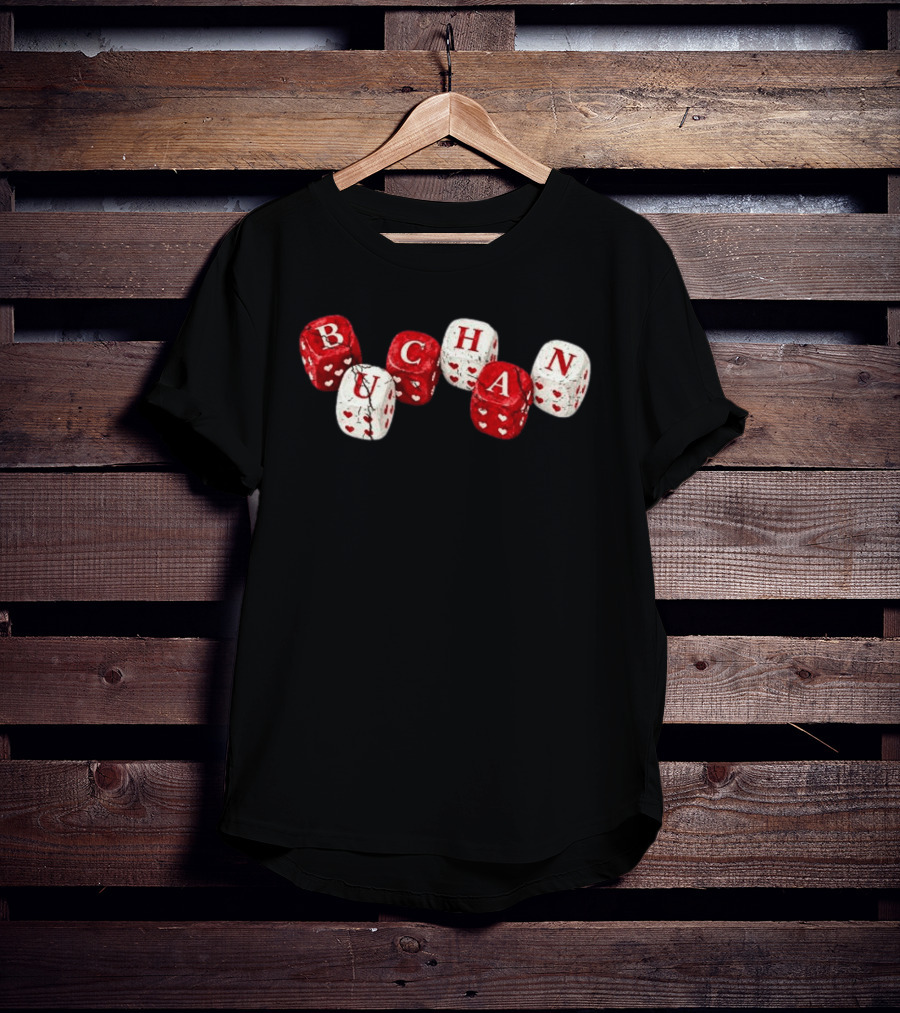 Buchan Store Black Dice With Red Hearts Buchan Dices T-Shirt