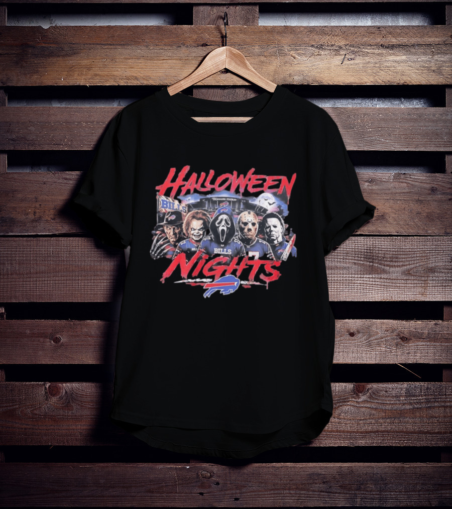 Buffalo Bills Halloween Nights Classic Horror Characters 2026 T-Shirt
