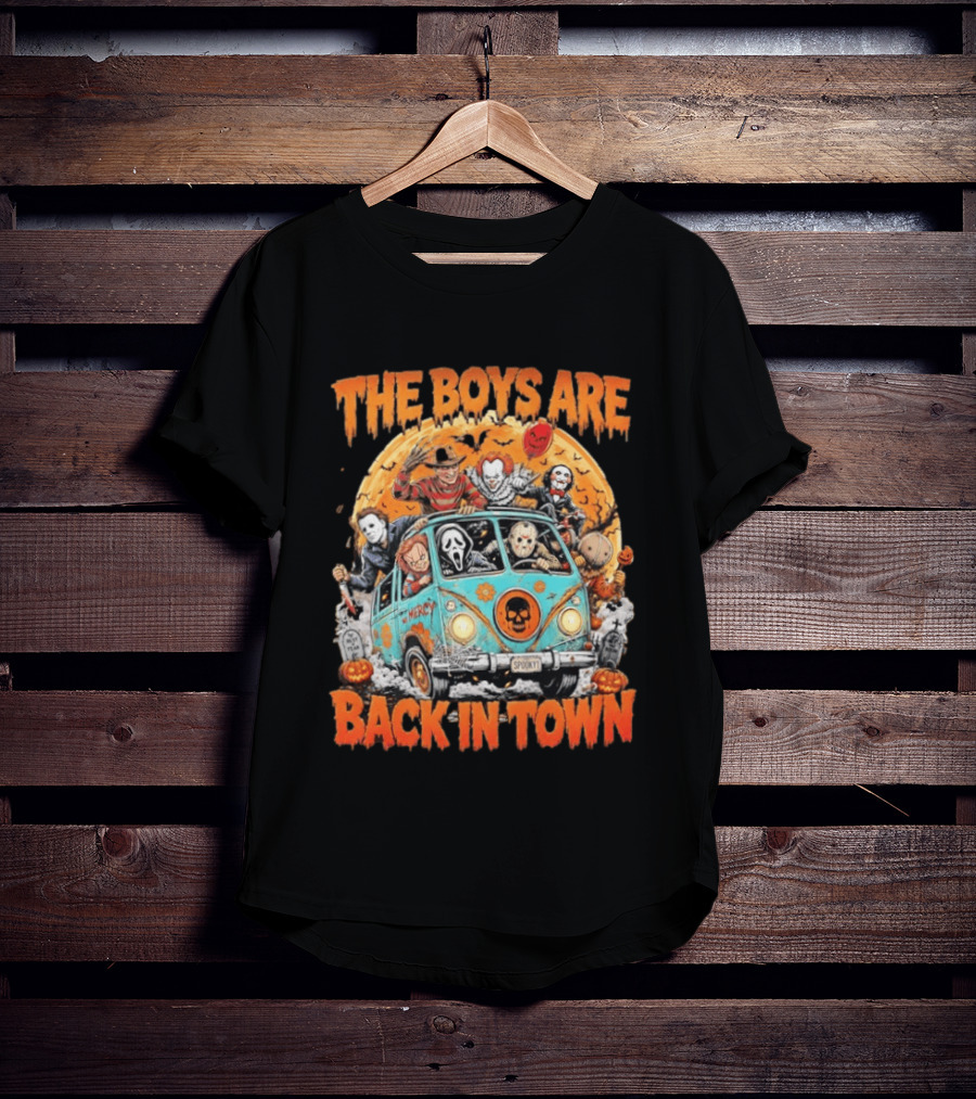 The Boys Are Back In Town Halloween Horror Movie Characters Van Nightmare T-Shirt