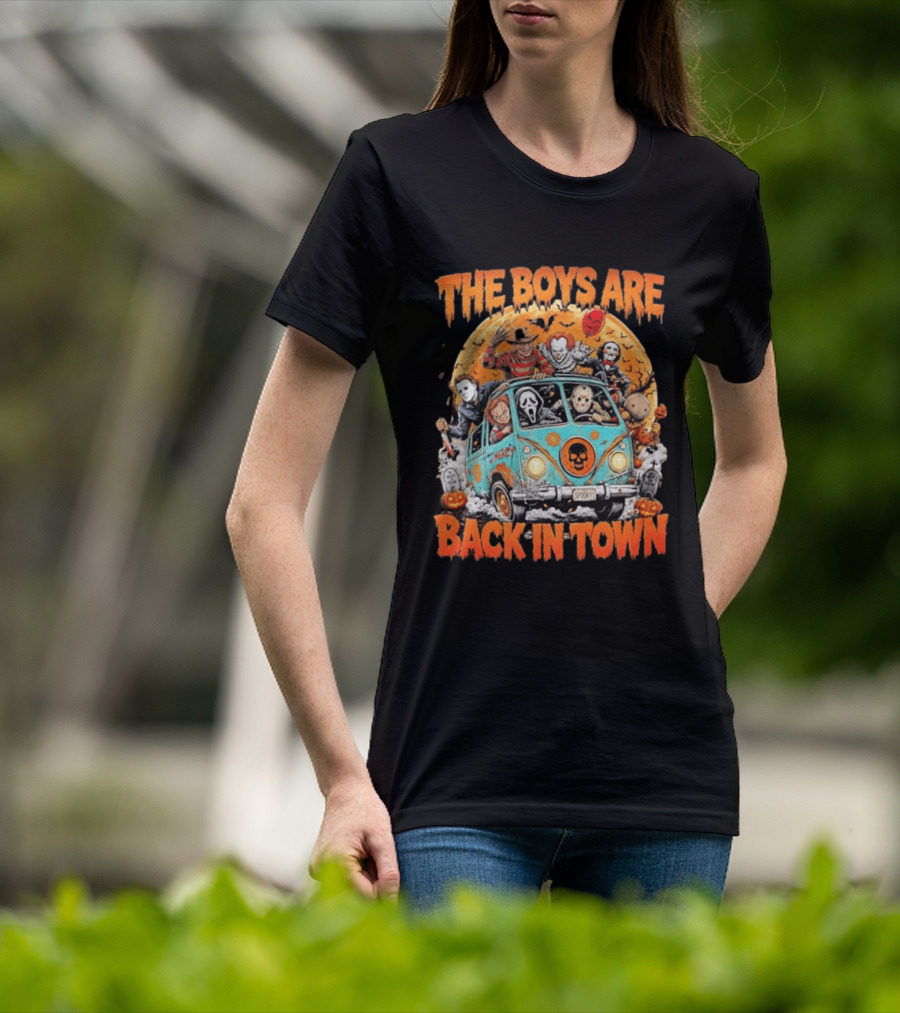 The Boys Are Back In Town Halloween Horror Movie Characters Van Nightmare T-Shirt