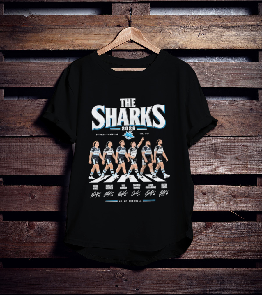 Cronulla Sutherland The Sharks 2026 Abbey Road Rugby Team Crossing T-Shirt