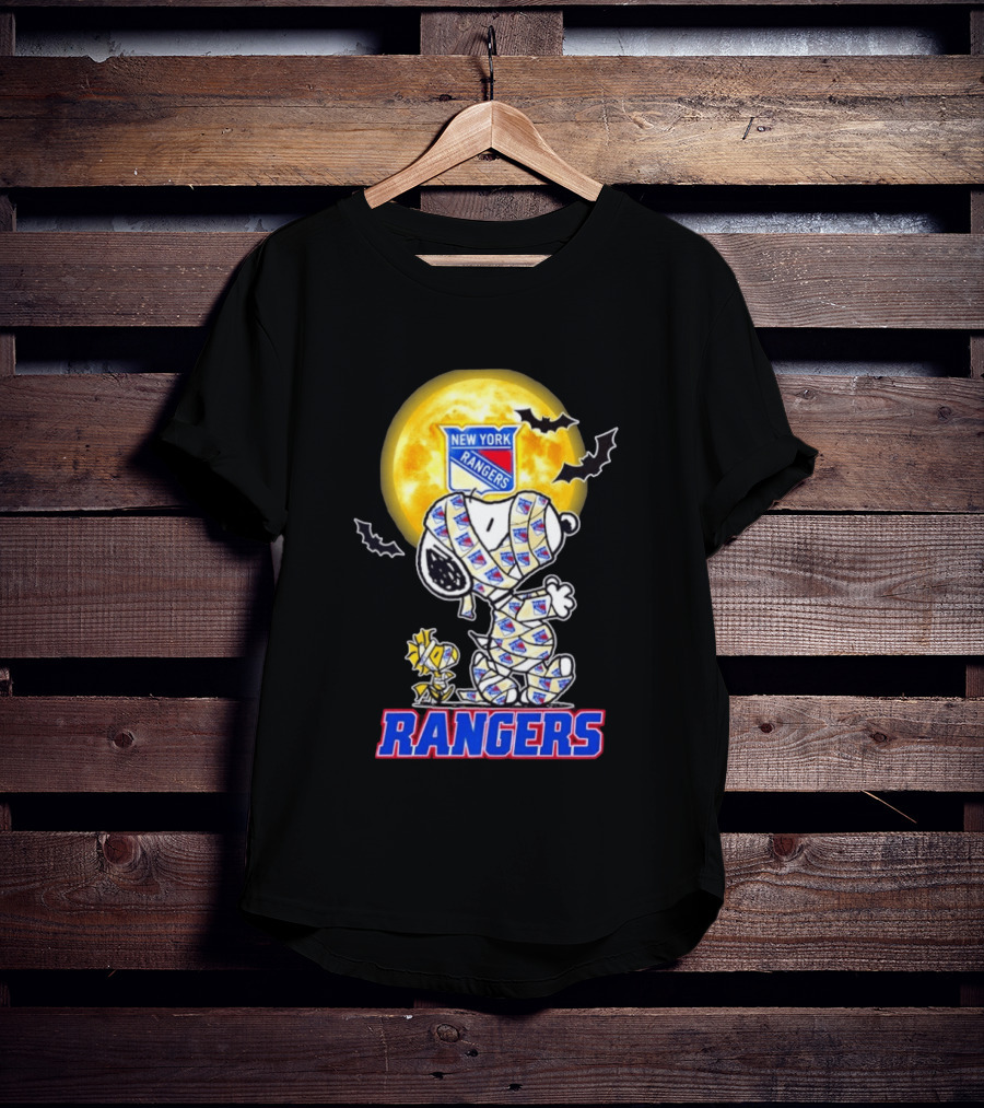 New York Rangers Snoopy Woodstock Cosplay Mummy Halloween Moon Bats T-Shirt