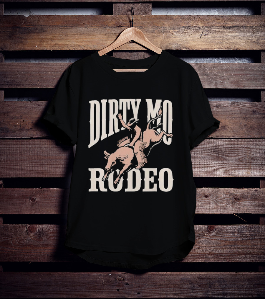 Dirty Mo Rodeo Cowboy Riding Bronco T-Shirt