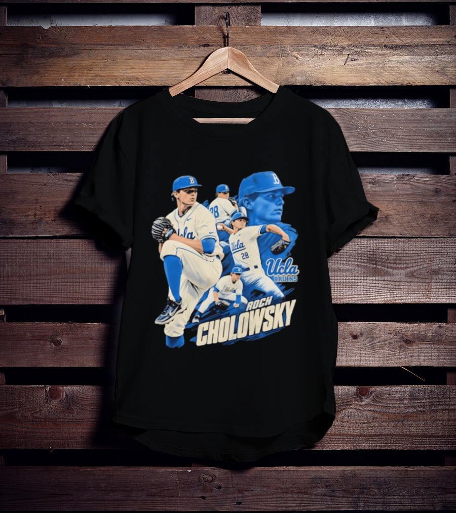UCLA Bruins Roch Cholowsky 2026 Player Collage Baseball Pitcher Collection T-Shirt