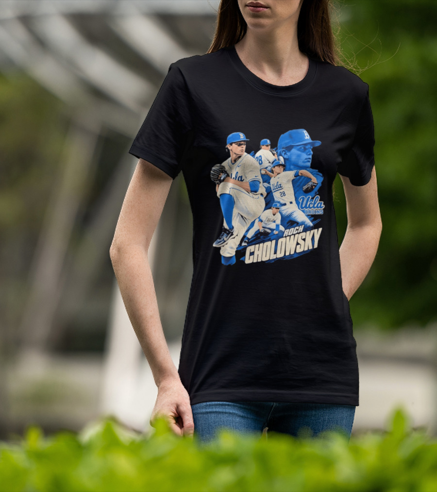 UCLA Bruins Roch Cholowsky 2026 Player Collage Baseball Pitcher Collection T-Shirt