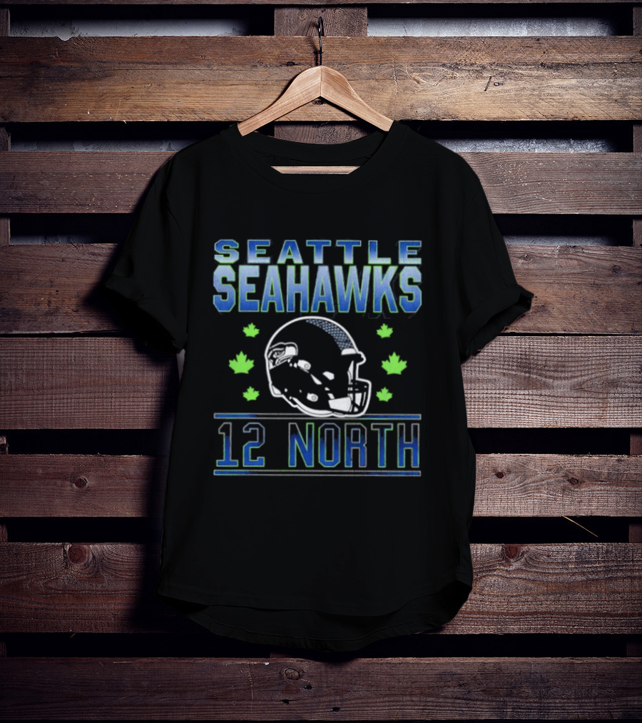 Seattle Seahawks 12 North Helmet Fall Leaves T-Shirt