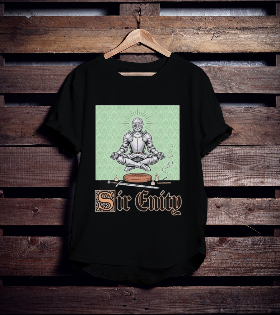 Sir Enity Knight In Meditation With Vintage Design And Candle Accents T-Shirt