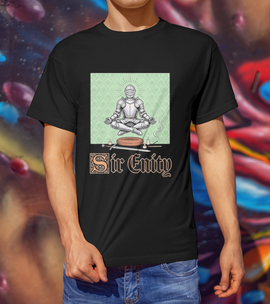 Sir Enity Knight In Meditation With Vintage Design And Candle Accents T-Shirt