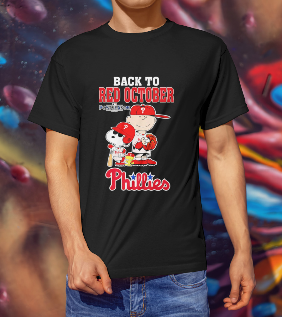 Snoopy Back To Red October Postseason Philadelphia Phillies MLB Playoffs Fan Gear T-Shirt