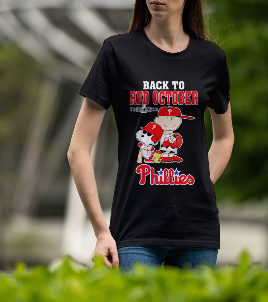 Snoopy Back To Red October Postseason Philadelphia Phillies MLB Playoffs Fan Gear T-Shirt