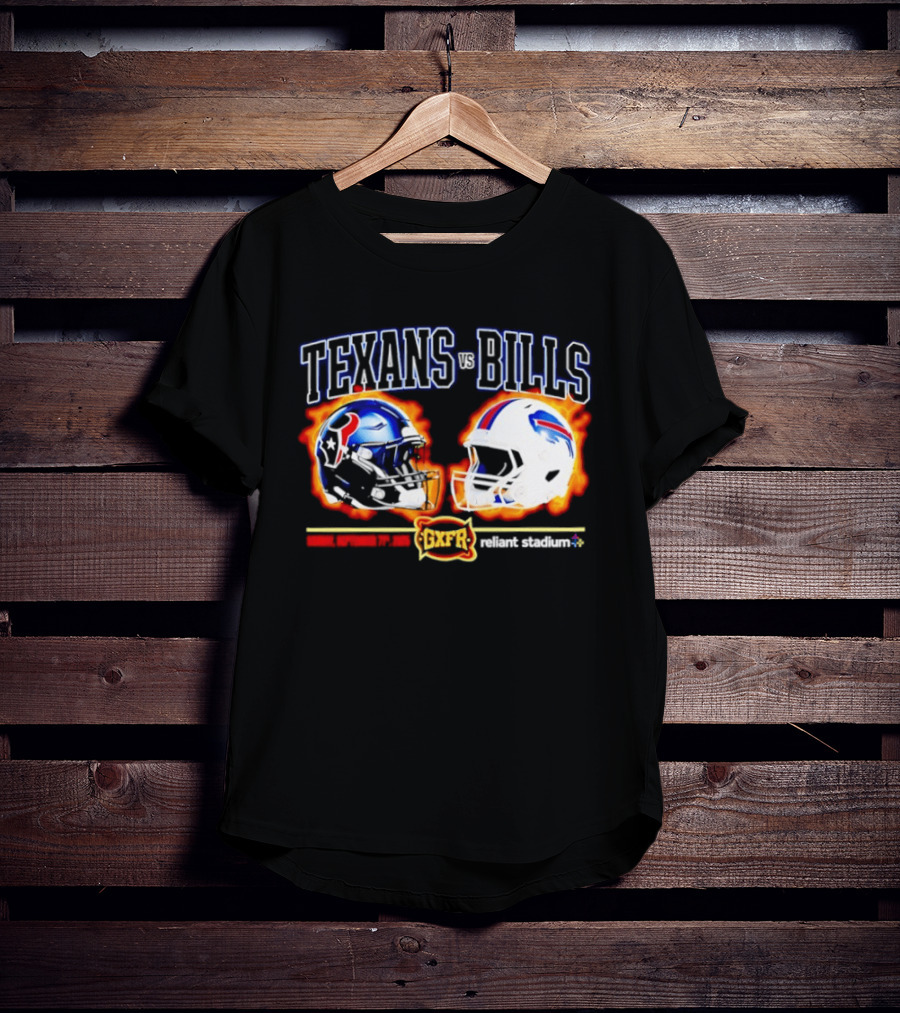 Texans Vs Bills Sunday September 13th 2026 Reliant Stadium Helmet Showdown T-Shirt