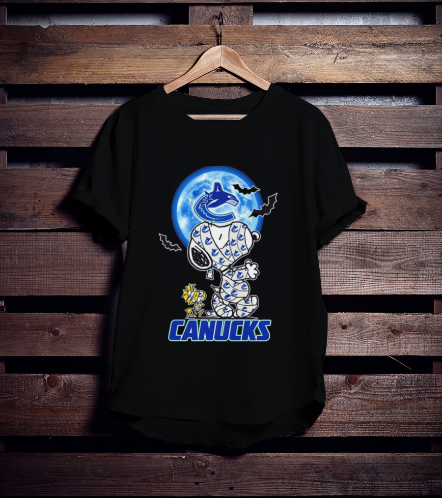 Vancouver Canucks Snoopy And Woodstock Mummy Halloween T-Shirt