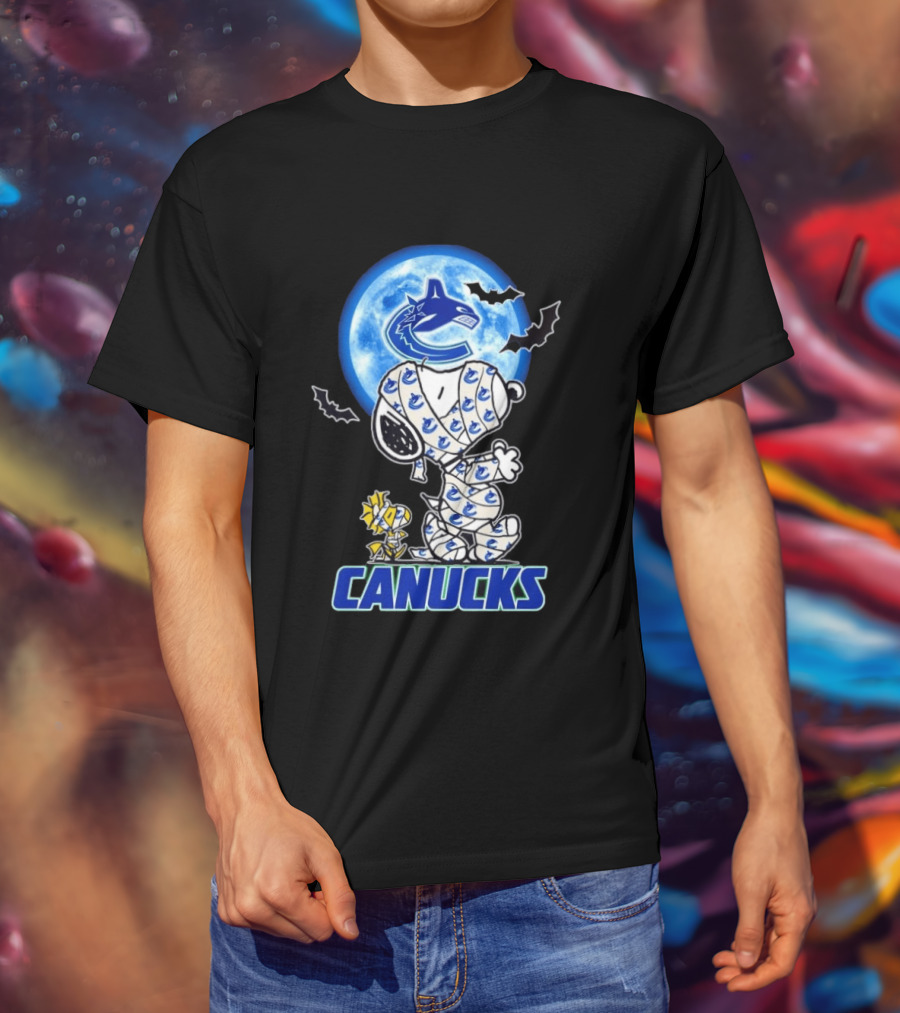 Vancouver Canucks Snoopy And Woodstock Mummy Halloween T-Shirt